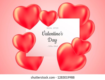 Romantic background with hearts. Valentine's day concept .Vector eps 10