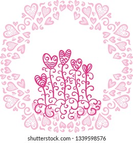 Romantic background of hearts. Vector illustration