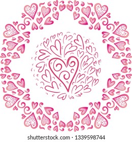 Romantic background of hearts. Vector illustration