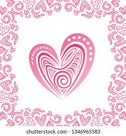 Romantic background of hearts. Vector illustration