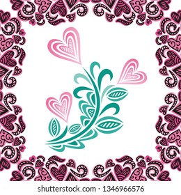 Romantic background of hearts. Vector illustration