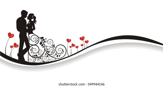 romantic background with lovers and hearts
