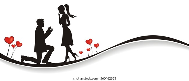 romantic background with lovers and hearts