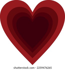 Romantic background of maroon hearts made in paper cutout style. Valentine's day concept