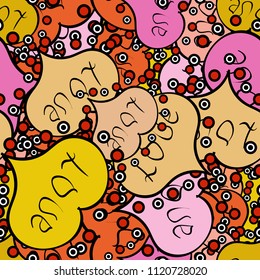 Romantic background on black, beige and yellow colors. Vector illustration. Seamless Calligraphic text and special trendy love heart design for Happy Valentine':s day vintage, card, poster background.