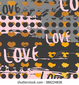 Romantic background with a pattern of hearts and. Romantic background in modern style. Romantic background for invitations, presentation, paper. Romantic background with pink hearts and grunge spots.