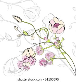 Romantic background with pink flowers
