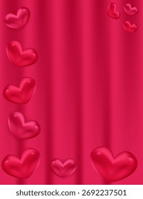 Romantic background with pink hearts. A template for decorating a holiday, anniversary, wedding, and more.Vector illustration