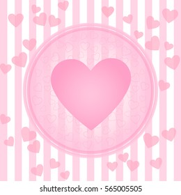 Romantic background with pink hearts. Valentines retro style design. Vector illustration  