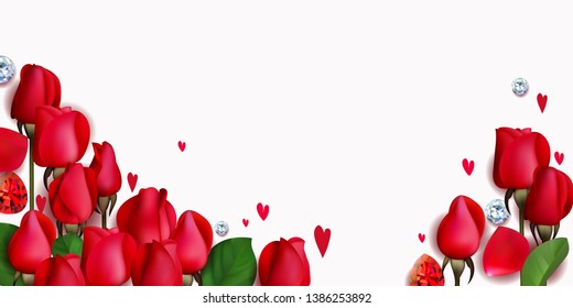 Romantic background with red roses