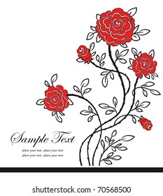 Romantic background with red roses. Vector Illustration