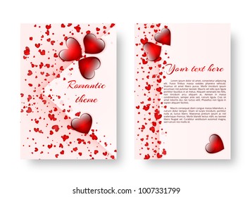 Romantic background for registration of invitations for St. Valentine's Day or birthday. Vector illustration