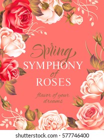 Fundo romântico com borda rosa. Ilustração vetorial.