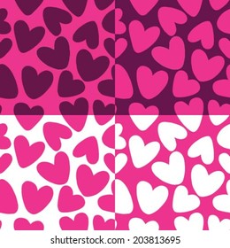 Romantic background set with hearts - four in one
