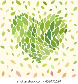 Romantic background in the shape of a heart. Floral vector card