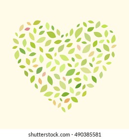 Romantic background in the shape of a heart. Floral vector card