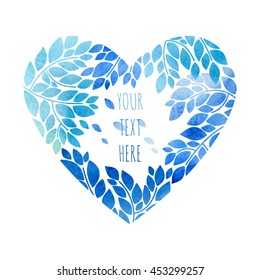 Romantic background in the shape of a heart. Watercolor texture