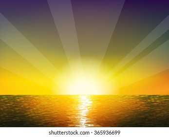 Romantic background with sun, light and sea