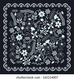 Romantic background of various flowers in retro style.