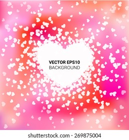 Romantic background with white heart in the center. Vector illustration for graphic design.