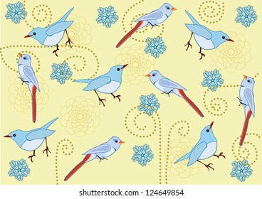 Romantic backgrounds with birds and flowers
