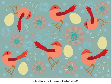 Romantic backgrounds with birds and flowers