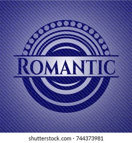 Romantic badge with denim texture