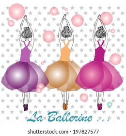 Romantic ballerina Set , hand draw cute girl illustration fashion sketch vector illustration.