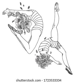 Romantic Ballet set illustration vintage style