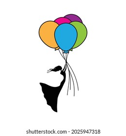 romantic balloon flight, vector graphic design element