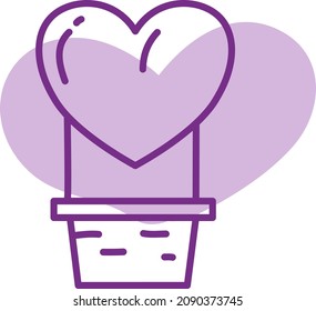 Romantic balloon ride, illustration, vector, on a white background.