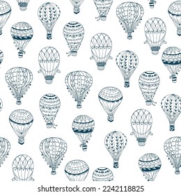 Romantische Ballons am Himmel, nahtloses Muster.