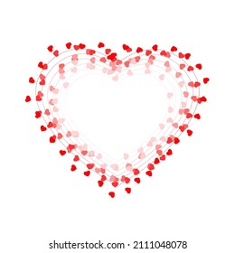 Romantic banner, heart shape on white background, Valentines Day simple card design, vector illustration.