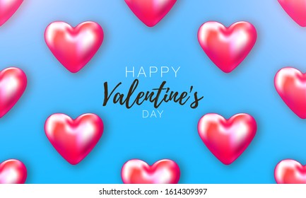 Romantic banner. Spesial brochure with hearts. Gift poster card. Sale banner background for romantic day.
