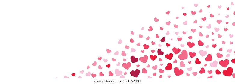 Plantilla de Anuncio romántica con confeti en forma de corazón que cae
