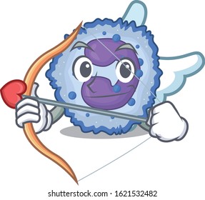 Romantic basophil cell Cupid cartoon character with arrow and wings
