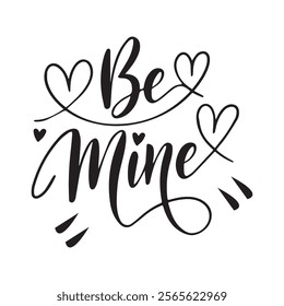 Romantic 'Be Mine' Typography Vector Illustration for Valentine's Day a