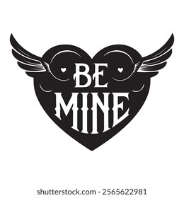 Romantic 'Be Mine' Typography Vector Illustration for Valentine's Day a