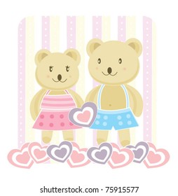 Romantic bear design with background