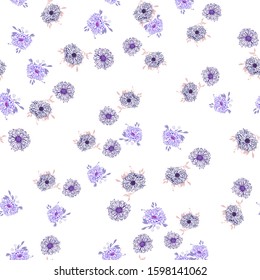 Romantic beautiful linear flowers of daisies, chrysanthemums. Print wrapping monochrome. Organic vector pattern background