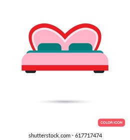 Romantic bed color flat icon for web and mobile design