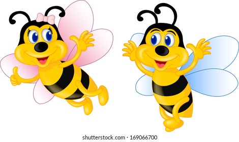 Caricatura romántica de abejas
