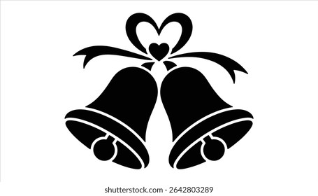 Romantic Bell Icon for Marriage Celebration Design