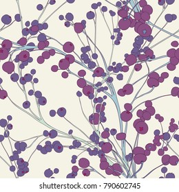 Romantic Berry Botanical Seamless Vector Background
