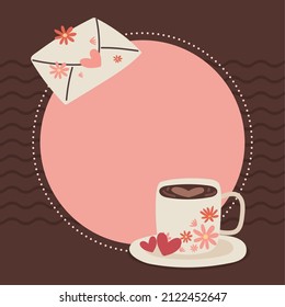 romantic beverage and letter badge style