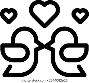 Icono Romántico de la Línea de Aves - Icono único, vector