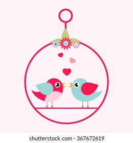 romantic bird on a swing