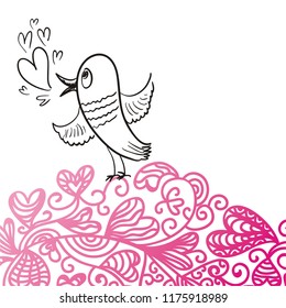 Romantic bird. Vector illustration