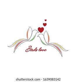 romantic  birds couple lover with heart