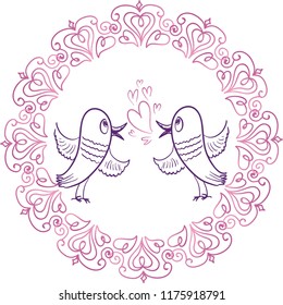 Romantic birds. Vector illustration